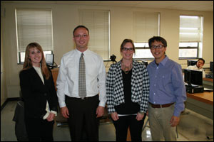 Picture of Specialists from the engineering firm of Kadrmas Lee & Jackson, Kayla Torgerson, Troy Ripplinger, and Jennifer Turnbow, are pictured with course instructor EunSu Lee